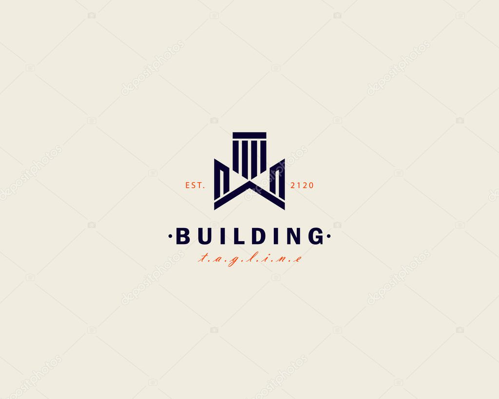 Real estate, building, cityscape, architecture, construction, property, structure and planning logo.