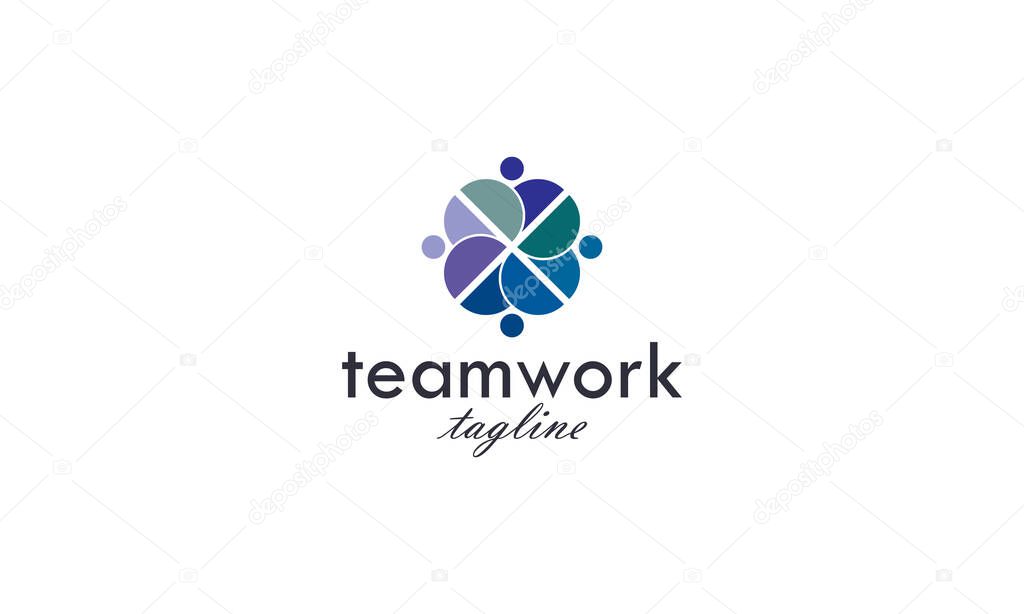 Abstract teamwork, diversity, group, unity and integrity logo design template.