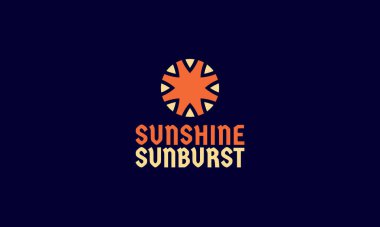 Soyut güneş, güneş ışığı, güneş ışığı ve logo tasarımı amblemi.