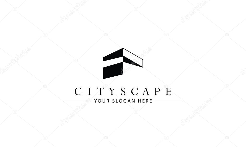 Modern cityscape logo design emblem. Design for building, apartment, architecture, construction, structure, planning and property.