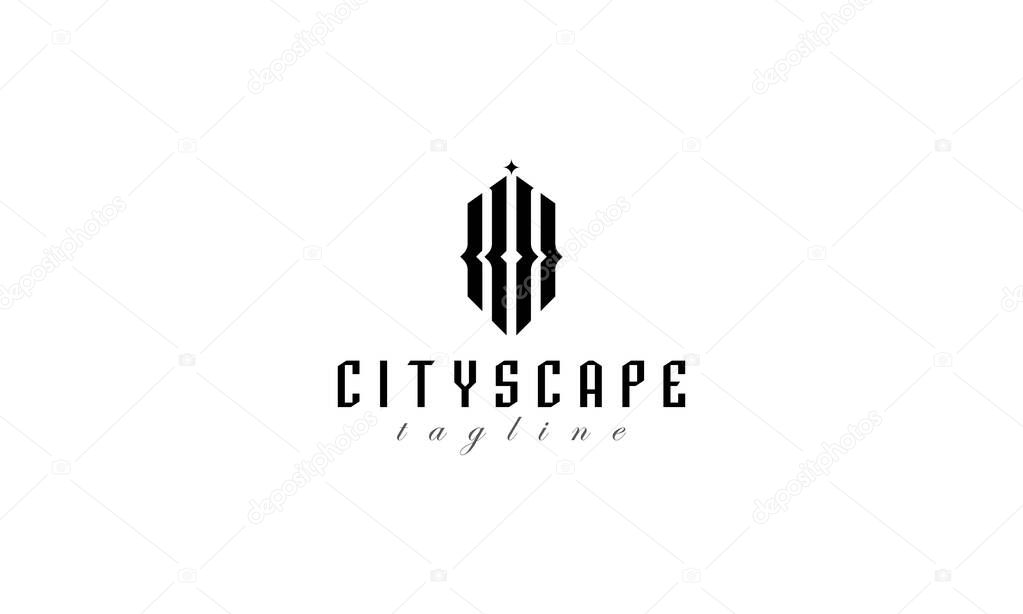 Modern building, apartment, residence, real estate, architecture, construction, skyscraper, cityscape, structure and planning logo design template