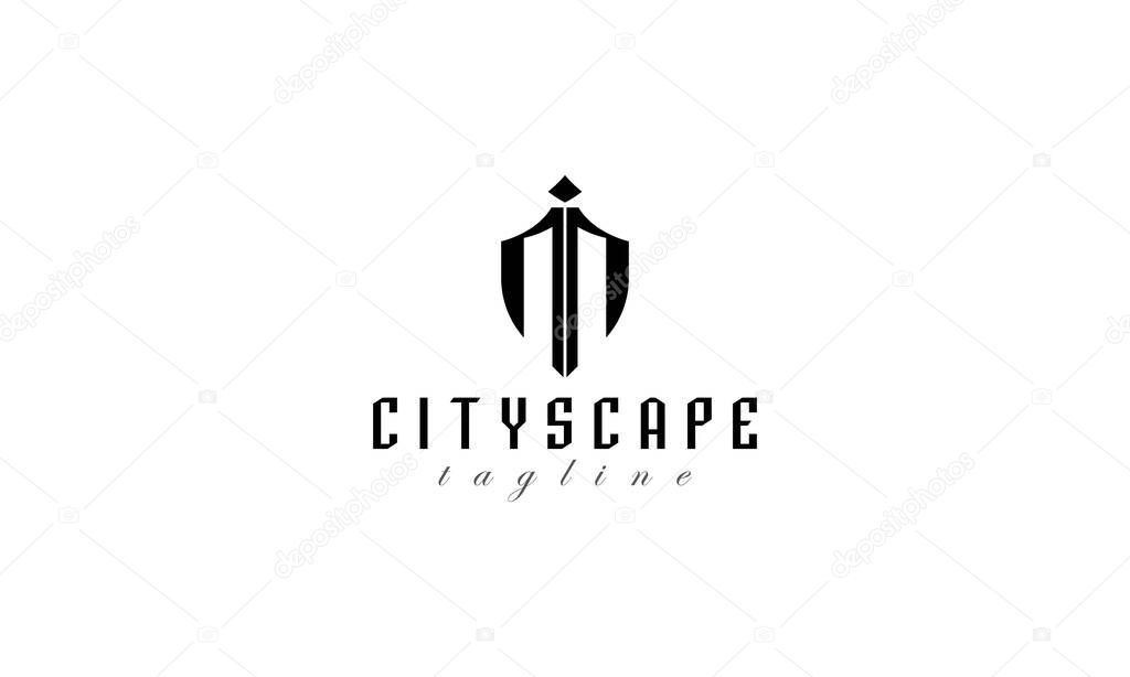 Modern building, apartment, residence, real estate, architecture, construction, skyscraper, cityscape, structure and planning logo design template