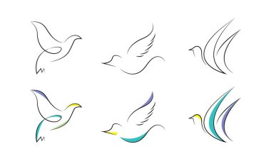 Line art hummingbird vector design element. Hand drawn flying bird.