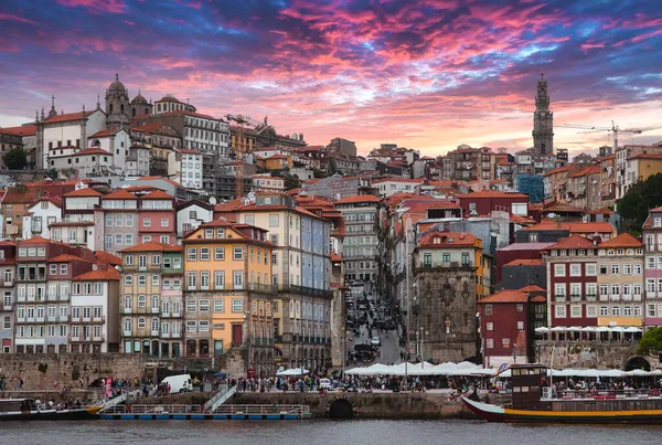 Cityscape Image Oporto Portugal Douro River Sunrise — Stock Photo, Image