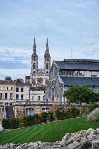 Saint-Andre church and covered market hall of Baltard style in old town of Niort, Deux-Sevres, France