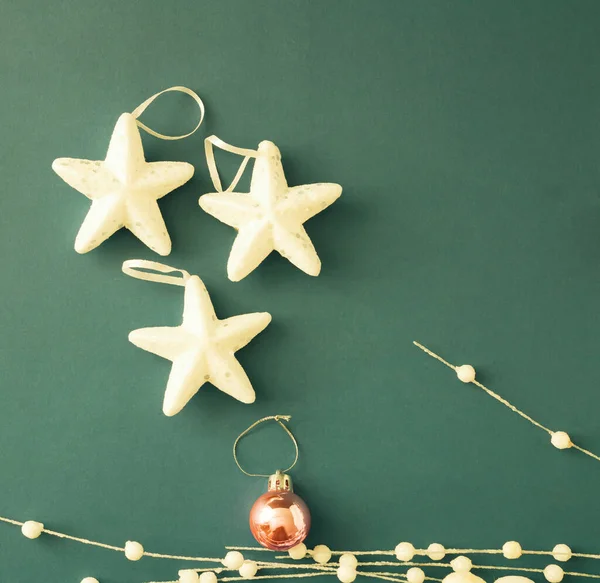 Kreatives Konzept Des Weißen Sterns Auf Pastellblauem Hintergrund Neujahrsdekoration — Stockfoto