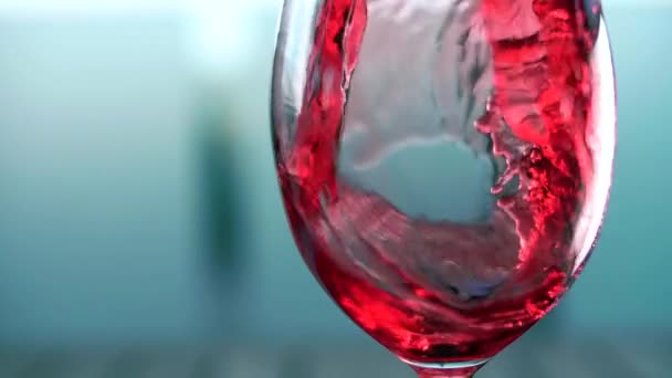 Czerwone Wino Robi Falę Szklance — Wideo stockowe