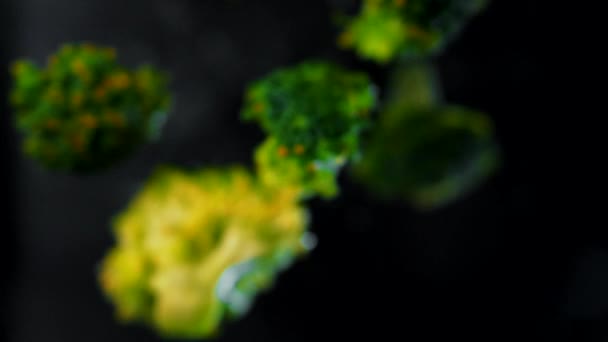 Chutná Jasně Brokolice Květák Visí Vzduchu Super Pomalém Filmu Jídlo — Stock video