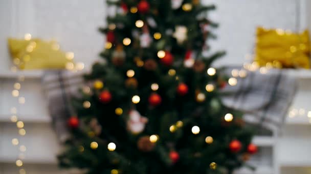 Ravissant Arbre Noël Décoré Accroché Avec Des Jouets Noël Des — Video