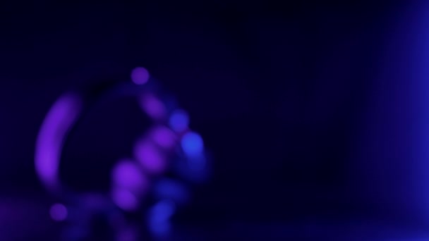Auriculares Grandes Tamaño Completo Hermoso Neón Azul — Vídeos de Stock