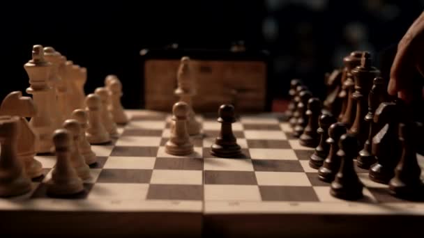 Échiquier Dans Film Rapide Gros Plan Jeu Échecs Temps Écoulé — Video