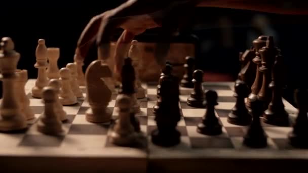 Šachovnice Včasná Šachová Partie Detailní Záběr — Stock video
