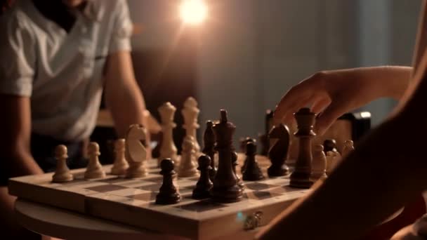 Chessboard Pieces Game Close Cinematic — Stock Video