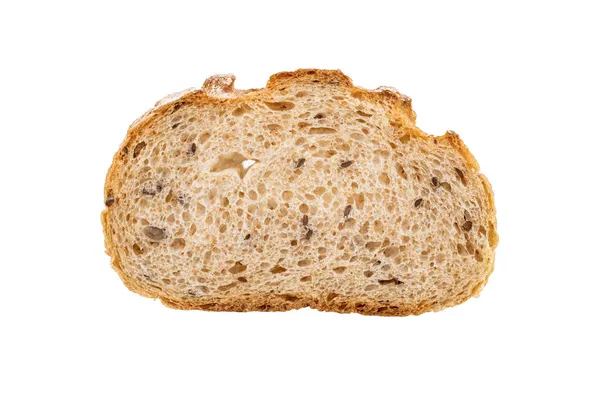 Багетний Хліб Нарізаний Льону Насіння Зерна Ізольовані Білому Тлі Крупним — стокове фото