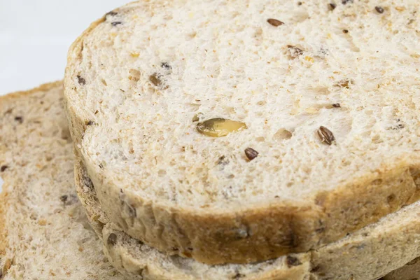 Volkoren Tarwebrood Plak Hebben Rijst Graan Geïsoleerd Witte Achtergrond Close — Stockfoto