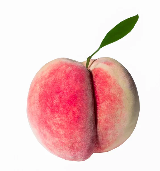 白い背景に隔離された桃の果実トップビューを閉じる 健康的な食品コンセプト — ストック写真