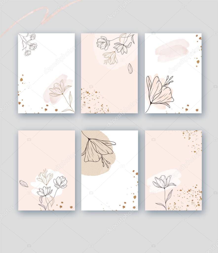 spring prints, templates, a collection of spring pictures in the same style, floral background, spring background, gentle colors