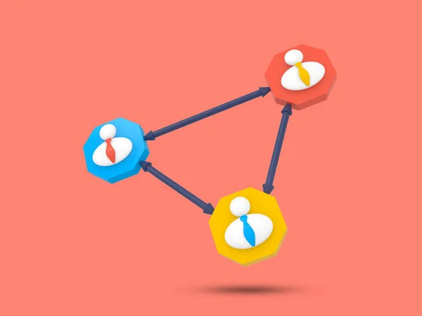 Share icon in 3D rendered illustration. Network, connected symbol in minimal style. Corporate people connected with each other. Sharing 3D symbol.