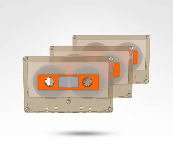 老式复古复古音频盒式磁带 复古音乐录音带 80年代 3D渲染说明 — 图库照片