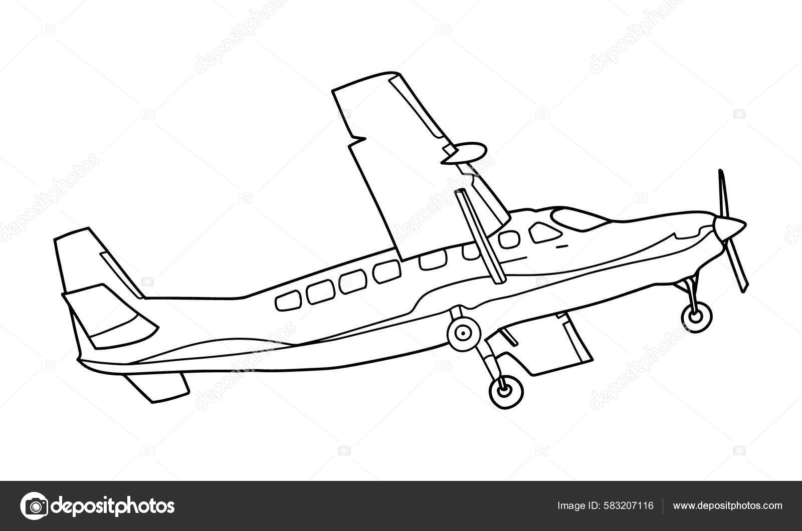 Avião Desenho Linha Arte Vetor Ilustração Para Colorir Livro Desenho imagem  vetorial de Ahmedrazu© 583207116