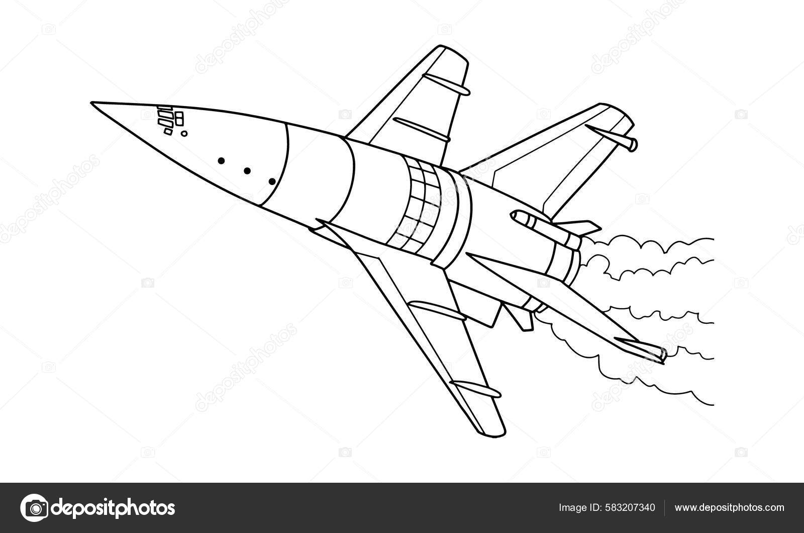 Airplane Drawing Line Art Vector Illustration Coloring Book ...
