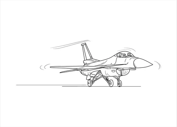 Airplane Drawing Line Art Vector Illustration Coloring Book Cartoon Aeroplane — ストックベクタ