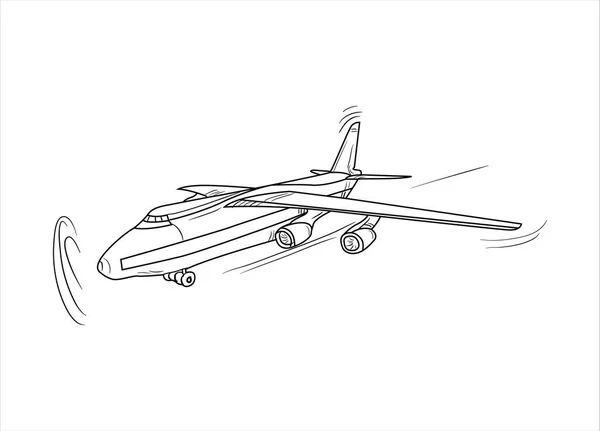 Airplane Drawing Line Art Vector Illustration Coloring Book Cartoon Aeroplane — Stock Vector