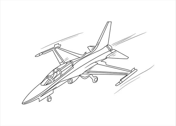 Illustration Vectorielle Art Ligne Dessin Avion Pour Livre Coloriage Caricature — Image vectorielle