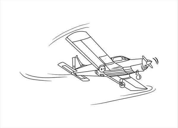 Letadlo Kreslení Čára Výtvarný Vektor Ilustrace Pro Omalovánky Cartoon Letoun — Stockový vektor