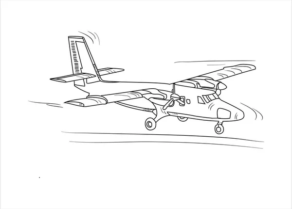 Αεροπλάνο Σχέδιο Γραμμή Τέχνης Διάνυσμα Εικονογράφηση Για Βιβλίο Ζωγραφικής Γελοιογραφία — Διανυσματικό Αρχείο
