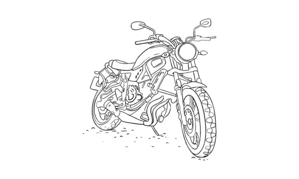 Vintage Sports Motorcycle Illustration Hand Drawing Old Vehicle Classic Vintage — Vettoriale Stock