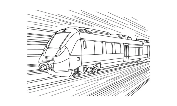 Bullet Train Sketch Line Art Illustration — Wektor stockowy