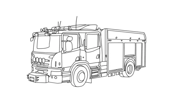 Fire Truck Line Art Nice Sketch Drawing Any Kind Shirt — Image vectorielle