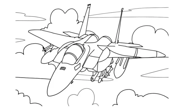 Avión Dibujo Línea Arte Vector Ilustración Para Colorear Libro Dibujo — Archivo Imágenes Vectoriales