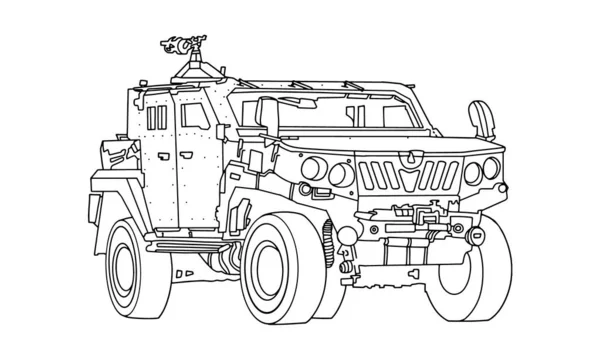 Construction Vehicle Sketch Line Art Illustration — Vetor de Stock