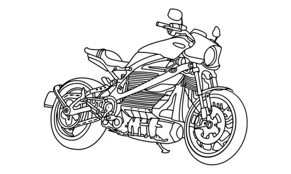 Vintage Sports Motorcycle Illustration Hand Drawing Old Vehicle Classic Vintage — Vettoriale Stock