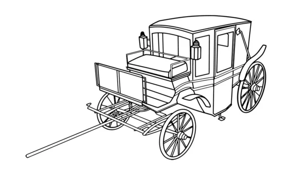 Antique Old Car Sketch Line Art Illustration — Wektor stockowy