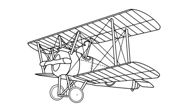 Airplane Drawing Line Art Vector Illustration Coloring Book Cartoon Aeroplane — Stockvector