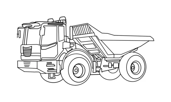 Construction Vehicle Sketch Line Art Illustration — Stock Vector