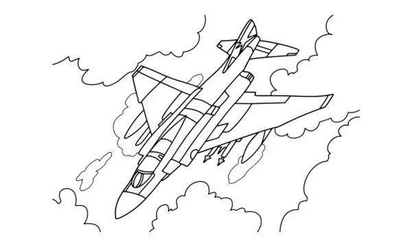 Airplane Drawing Line Art Vector Illustration Coloring Book Cartoon Aeroplane — ストックベクタ