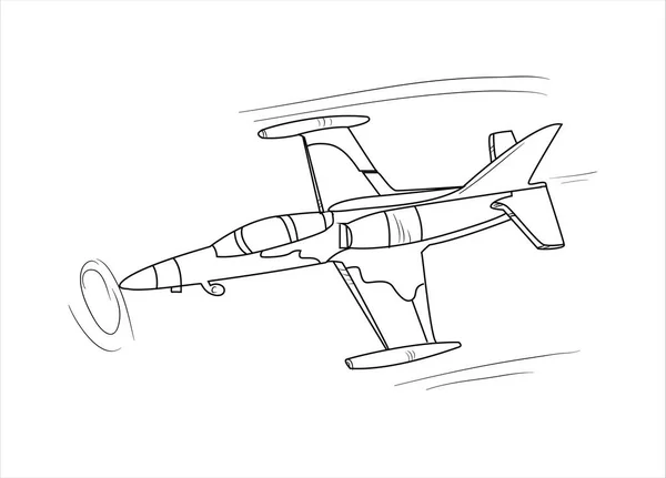 Airplane Drawing Line Art Vector Illustration Coloring Book Cartoon Aeroplane — Vetor de Stock