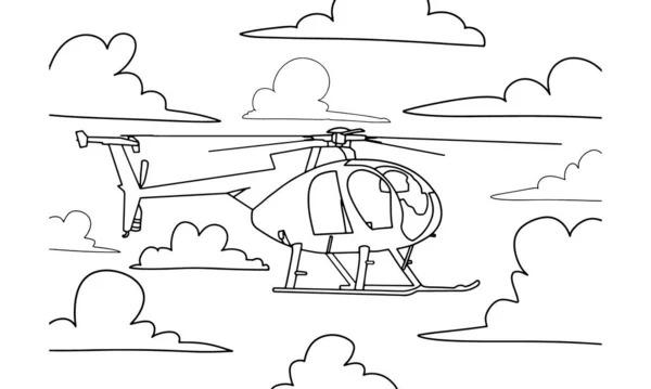 Helicopter Drawing Line Art Vector Illustration Coloring Book Cartoon Airplane — Vetor de Stock