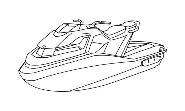 Speed Boat Sketch Line Art Illustration — Vetor de Stock