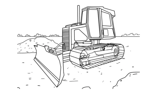 Construction Vehicle Sketch Line Art Illustration — Vetor de Stock