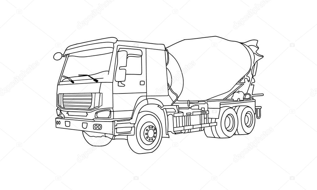 Construction Vehicle sketch line art illustration