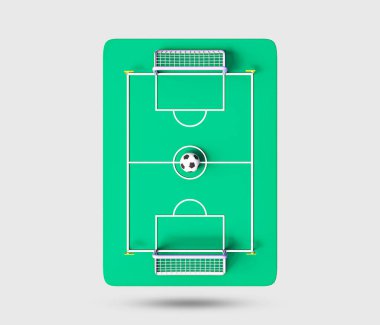 Football goal post 3d icon. Realistic soccer ball and goal bar icon. Football concept for world cup 2022. Green Football field with goal post. soccer goal, field and ball. 3d rendered illustration.