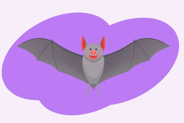 Lindo Murciélago Vector Ilustración Sonrisa Divertida Para Decoración Halloween Estilo — Vector de stock