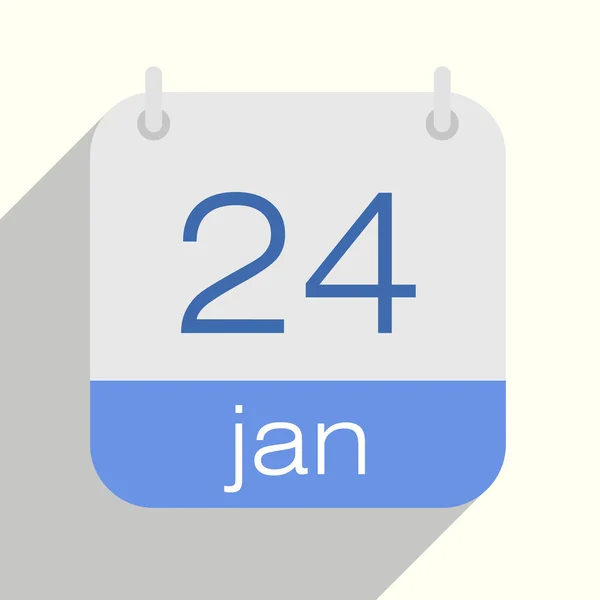 Januari Kalender Vektor Illustration Tjugofjärde Januari Blå Och Grå Färger — Stock vektor