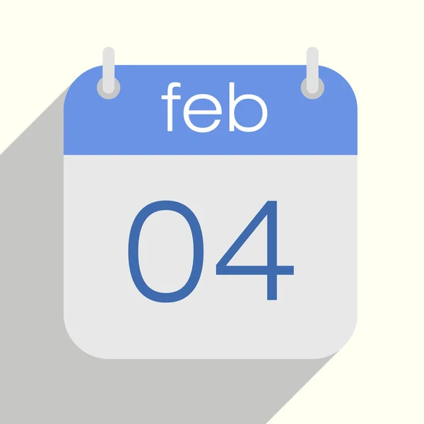 February 4Th Calendar Vector Illustration February Fourth Blue Gray Colors — Stock Vector