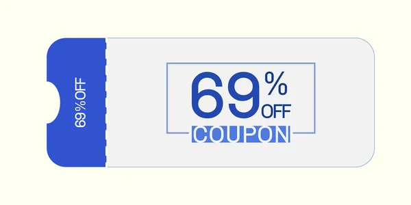Coupon Vector Sixty Nine Percent Discount Coupon Blue Gray Colors — Διανυσματικό Αρχείο
